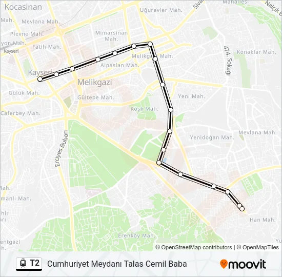 T2 Light Rail Line Map