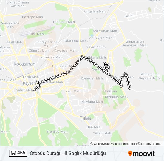 455 bus Line Map