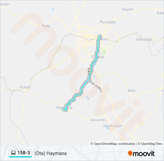 158-3 otobüs Hattı Haritası