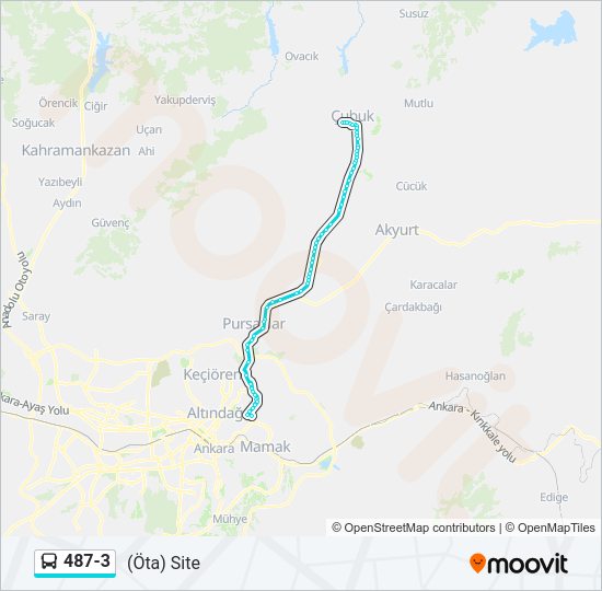 487-3 otobüs Hattı Haritası