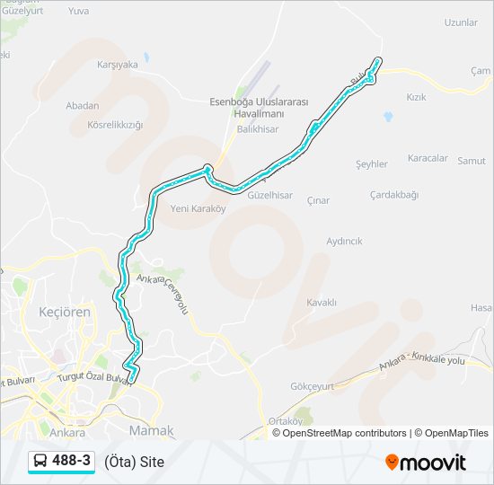 488-3 otobüs Hattı Haritası