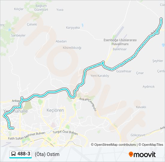 488-3 otobüs Hattı Haritası