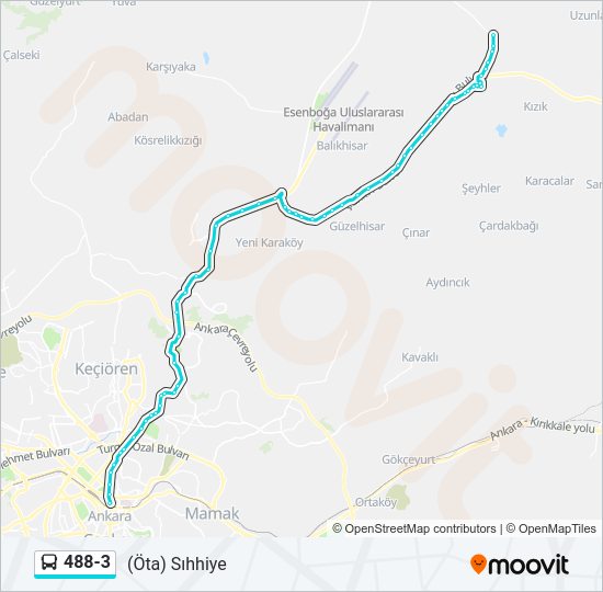 488-3 otobüs Hattı Haritası
