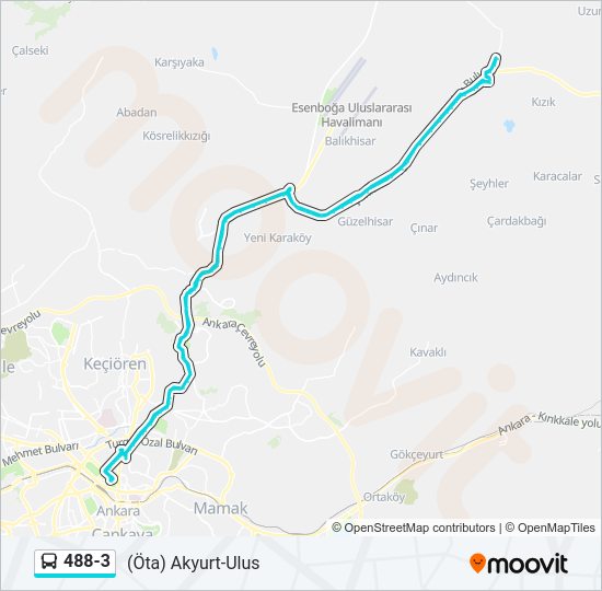 488-3 otobüs Hattı Haritası