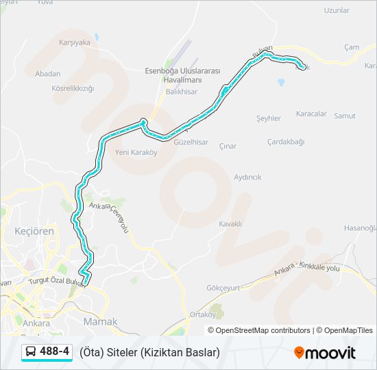 488-4 otobüs Hattı Haritası