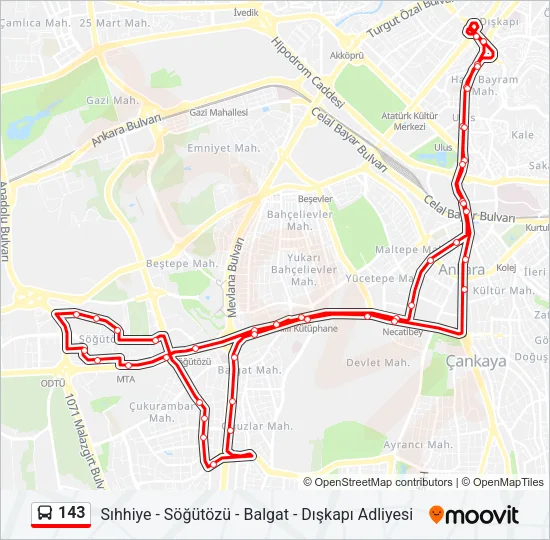 143 Bus Line Map