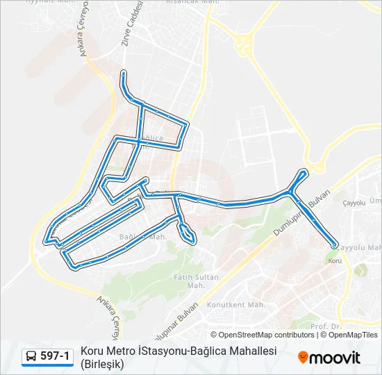 597-1 Bus Line Map