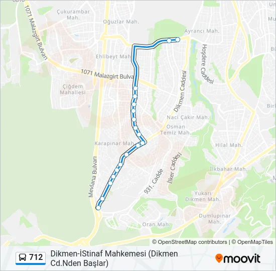712 Bus Line Map
