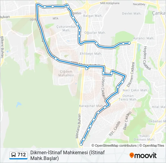 712 Bus Line Map