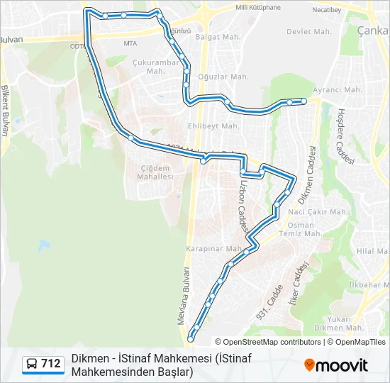 712 Bus Line Map