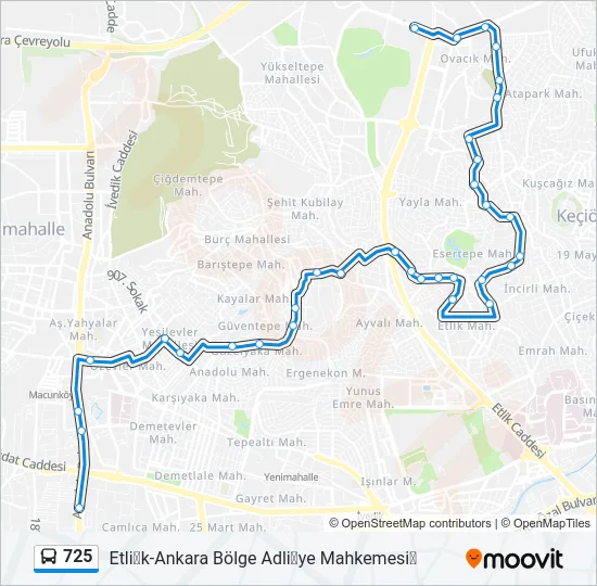 725 Bus Line Map