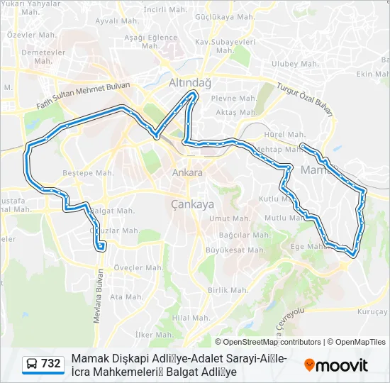 732 Bus Line Map
