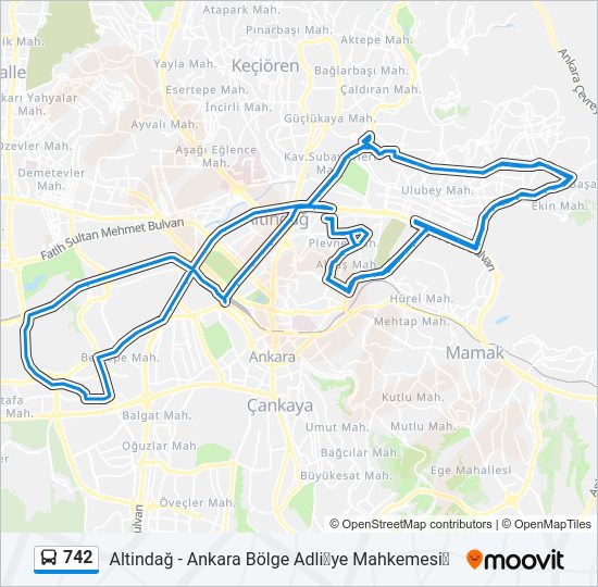 742 otobüs Hattı Haritası