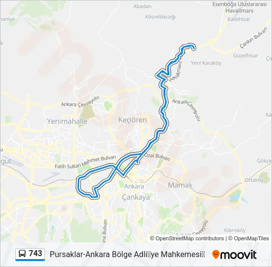 743 Bus Line Map