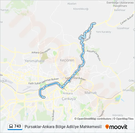 743 Bus Line Map