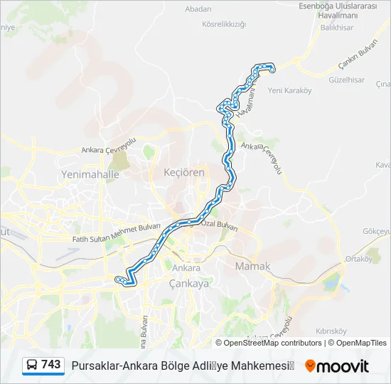 743 Bus Line Map