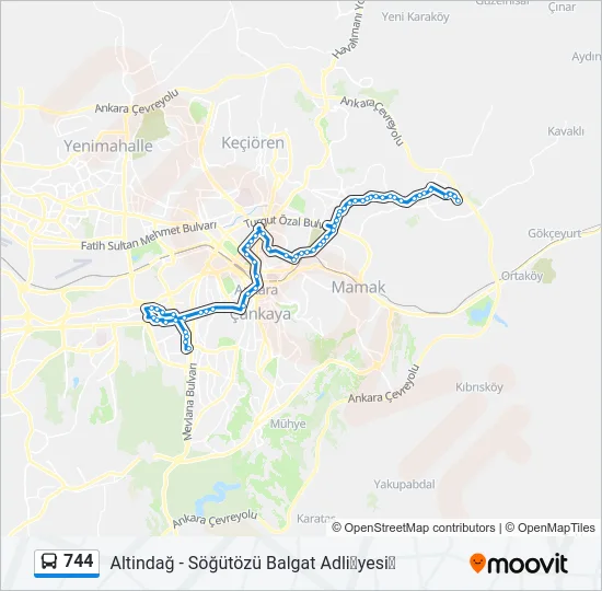 744 Bus Line Map