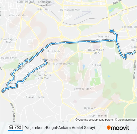 752 Bus Line Map