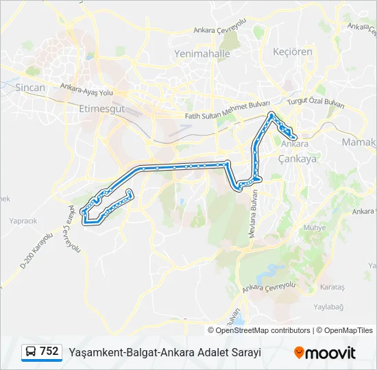 752 Bus Line Map