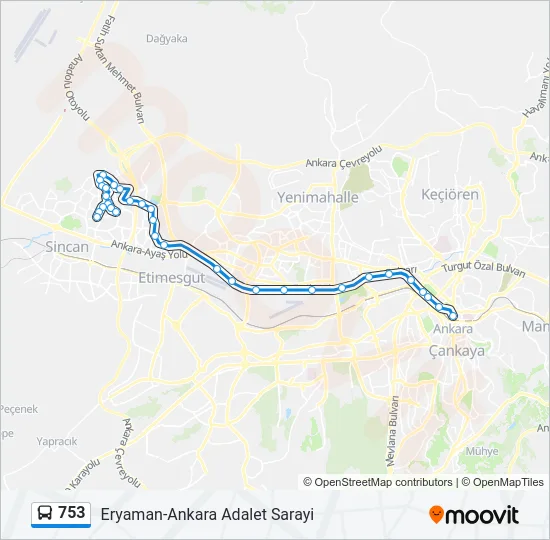 753 Bus Line Map