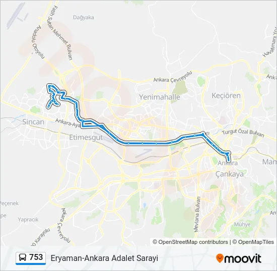 753 Bus Line Map