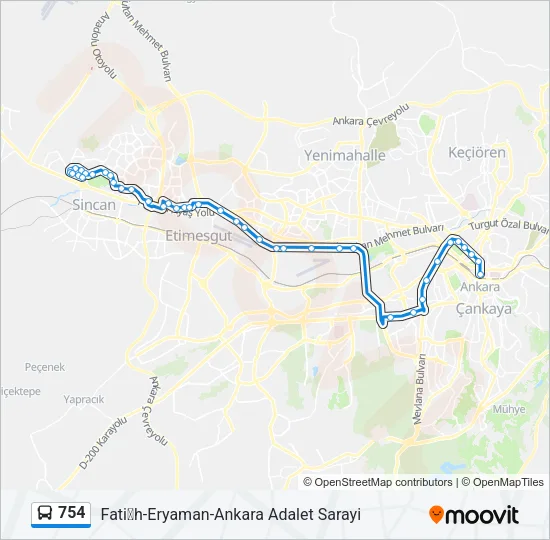 754 Bus Line Map