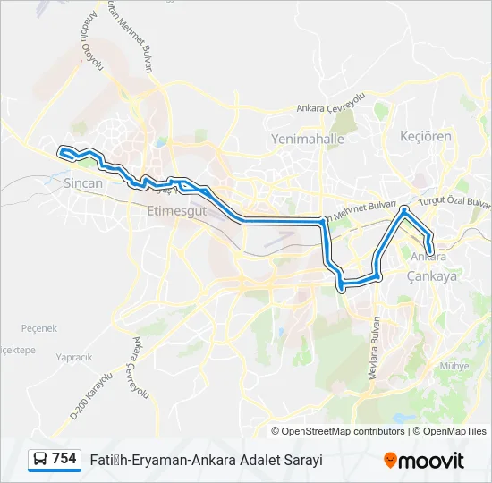 754 Bus Line Map
