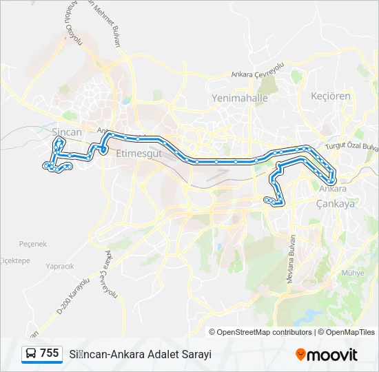 755 Bus Line Map