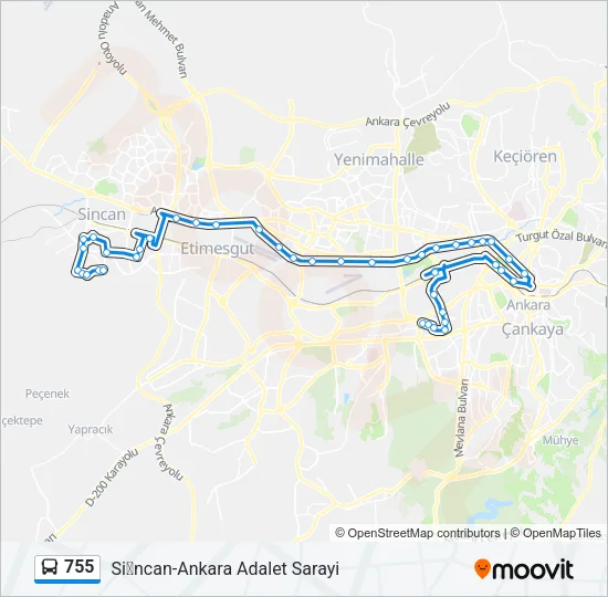 755 Bus Line Map