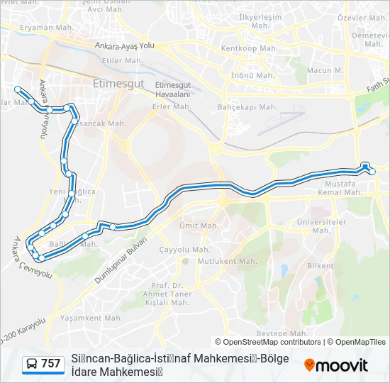757 Bus Line Map