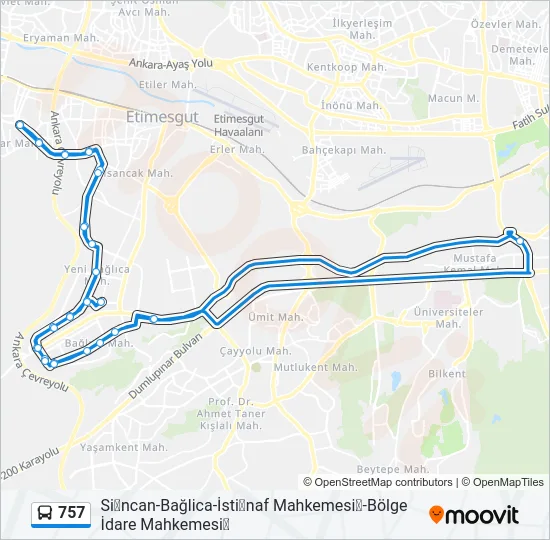 757 Bus Line Map