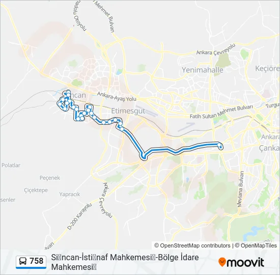 758 Bus Line Map