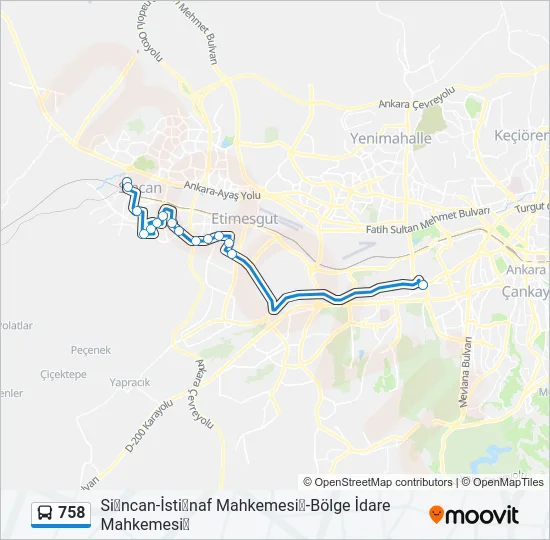 758 Bus Line Map