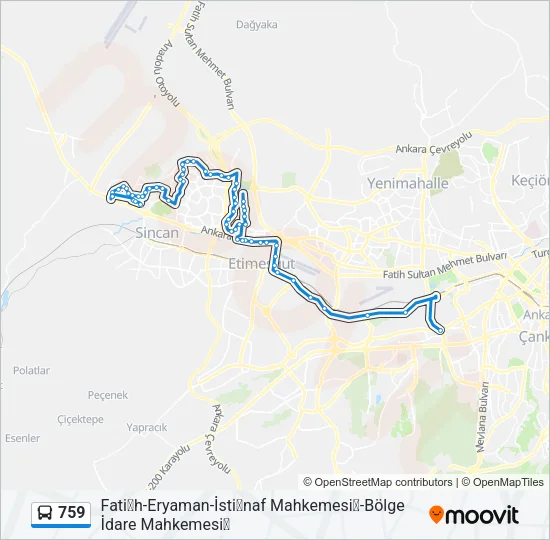 759 Bus Line Map