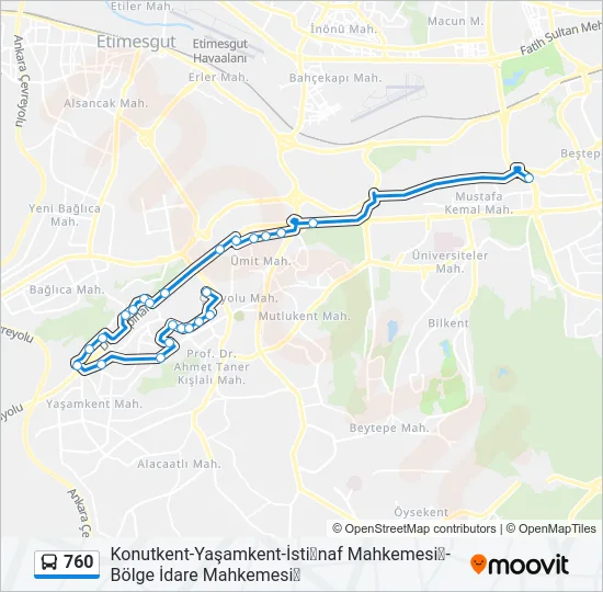 760 Bus Line Map