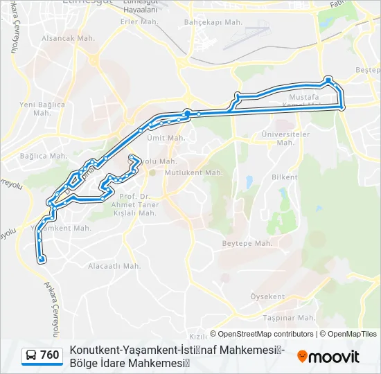 760 Bus Line Map