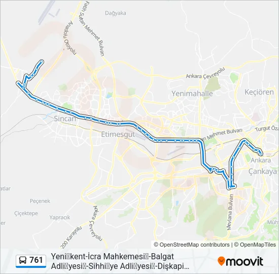 761 Bus Line Map