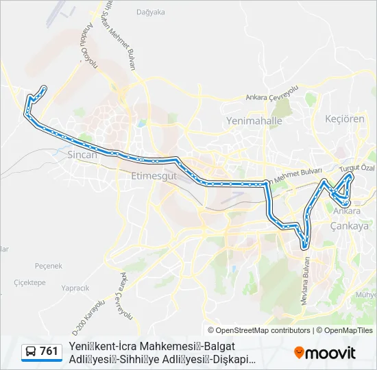 761 Bus Line Map