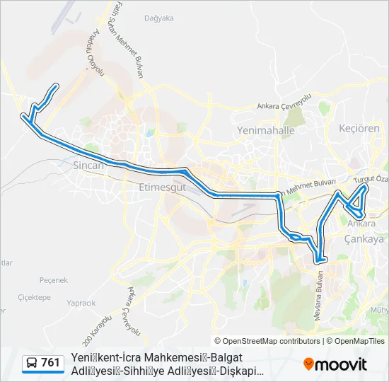 761 Bus Line Map