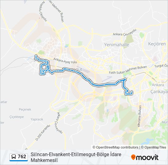 762 otobüs Hattı Haritası