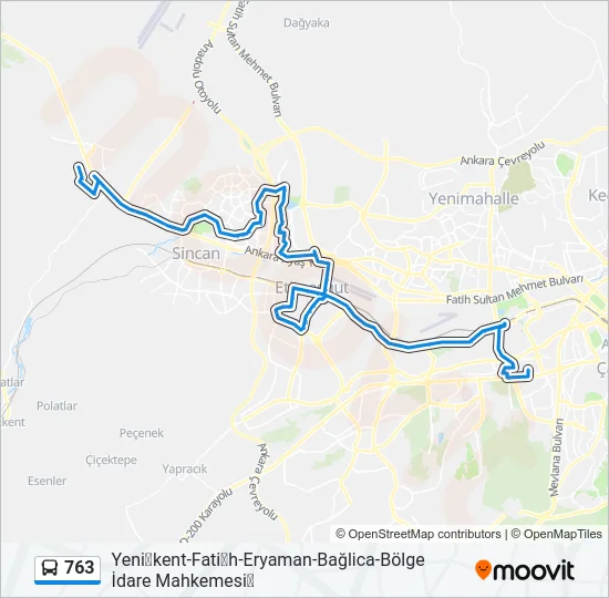 763 Bus Line Map