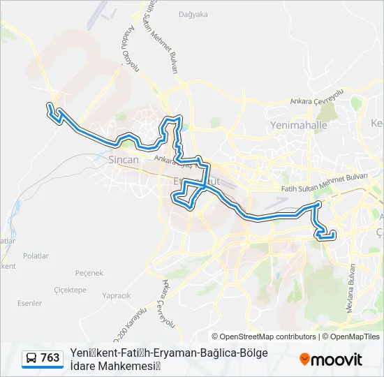 763 Bus Line Map