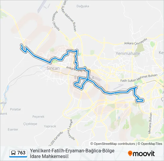 763 Bus Line Map