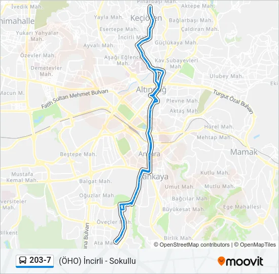 203-7 Bus Line Map