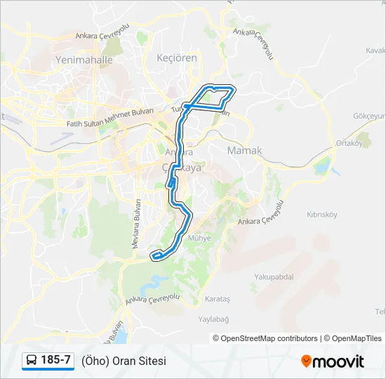 185-7 Bus Line Map