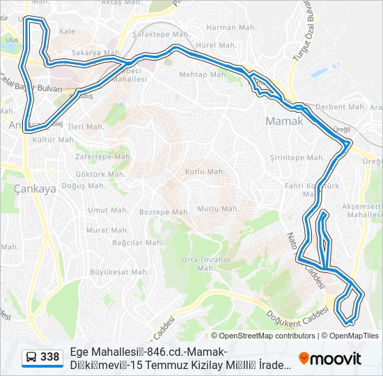 338 otobüs Hattı Haritası