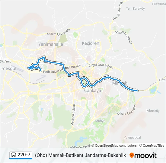 220-7 Bus Line Map