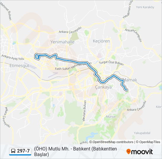 297-7 otobüs Hattı Haritası