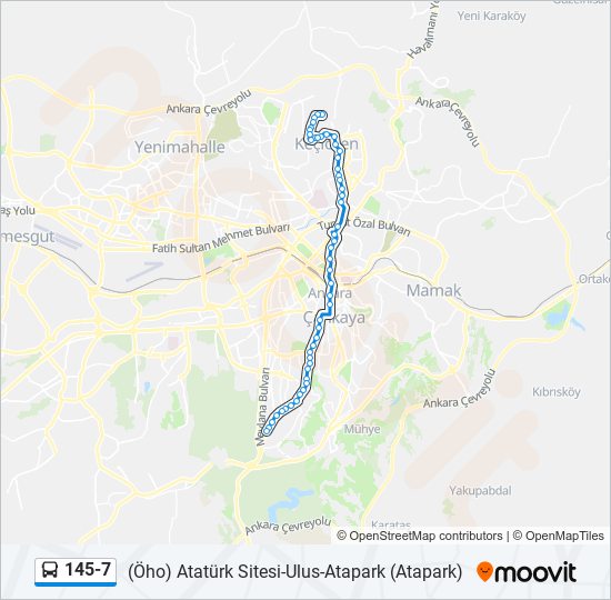 145-7 otobüs Hattı Haritası