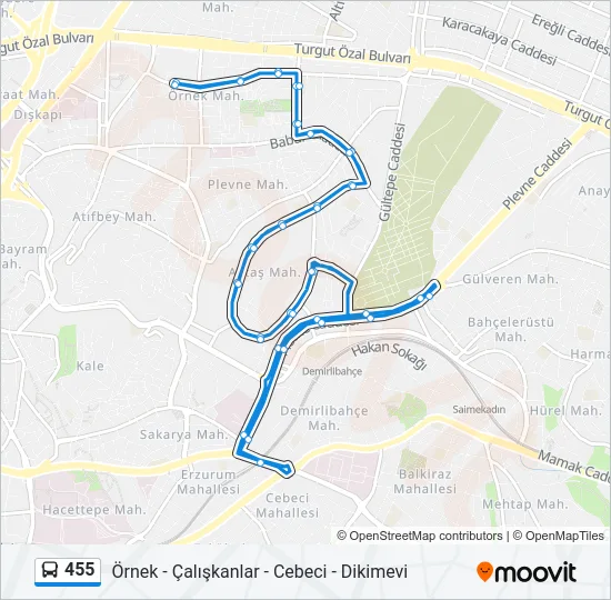 455 Bus Line Map